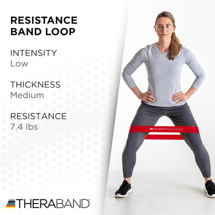 Bucle de banda de resistencia de látex profesional Theraband, 8 pulgadas, rojo