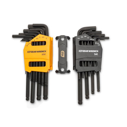 GearWrench 83505 Hex Key Set SAE/Metric Ball End Long Arm, 26 Piece