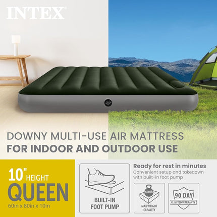 Intex Dura-Beam Standard Series Downy Airbed with Built-in Foot Pump, Queen