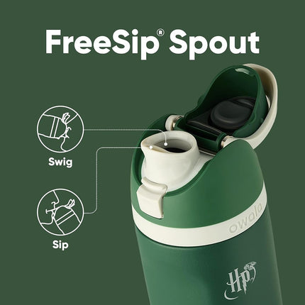 OWALA Harry Potter FreeSip Insulated Stainless Steel Water Bottle with Straw for Sports and Travel, BPA-Free, 24-Ounce, Slytherin