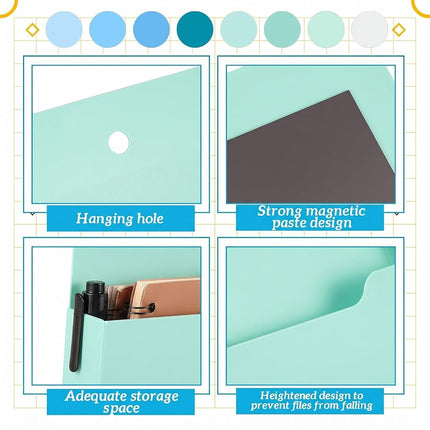 Gilprop 8 Pack Magnetic File Folder Holder for Whiteboard Classroom Storage