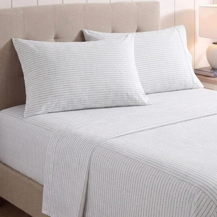 Nautica - King Sheets, Cotton Percale Bedding Set, Casual Home Decor (Buoy Line Grey, King)