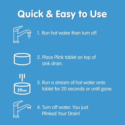 Plink Fizzy Drain Freshner, Prevents Buildup and Maintains a Clear Drain, Removes Drain Odor, Lemon Scent, 6 Tablets