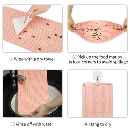 Ptlom Pet Placemat for Dog and Cat, Mat for Prevent Food and Water Overflow, Suitable for Medium and Small Pet, Grey, Silicone