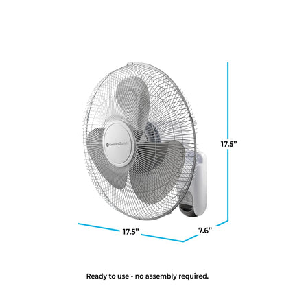 Ventilador de pared Comfort Zone de 16 pulgadas con control remoto, funcionamiento silencioso de 3 velocidades, temporizador, inclinación ajustable – Ideal para dormitorio, hogar, gimnasio y oficina