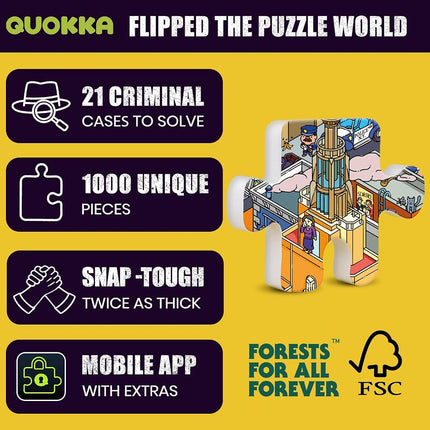 QUOKKA Roaring Twenties New York 1000 Piece Puzzle for Adults – Detective Jigsaw with 21 Cases, Premium Box Packaging - Extra Fun Challenges – Perfect for Relaxation & Gift Giving
