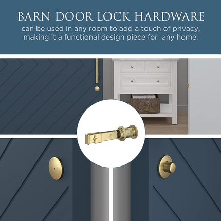 National Hardware N700-152 Barn Door Lock, 5" x 1-1/4" x 3/4", Brushed Gold
