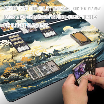 MTG Playmat Size 24x14in Free Storage Bags Non-Slip Backing, Ideal for Card Game Enthusiasts TCG Playmat Mouse Pad,Shadow Dragon (Autumn Dream-No Deck)
