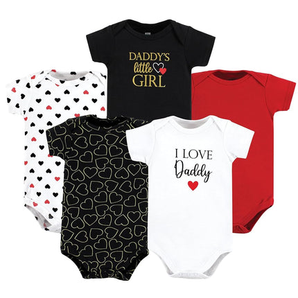 Hudson Baby Baby Cotton Bodysuits, Girl Daddy Red Black, Preemie