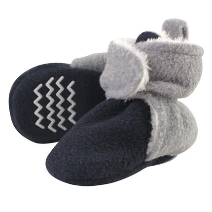 Hudson Baby Patucos acogedores de sherpa para bebé con suela antideslizante, azul, AZUL MARINO/GRIS JASPEADO, 12-18 meses