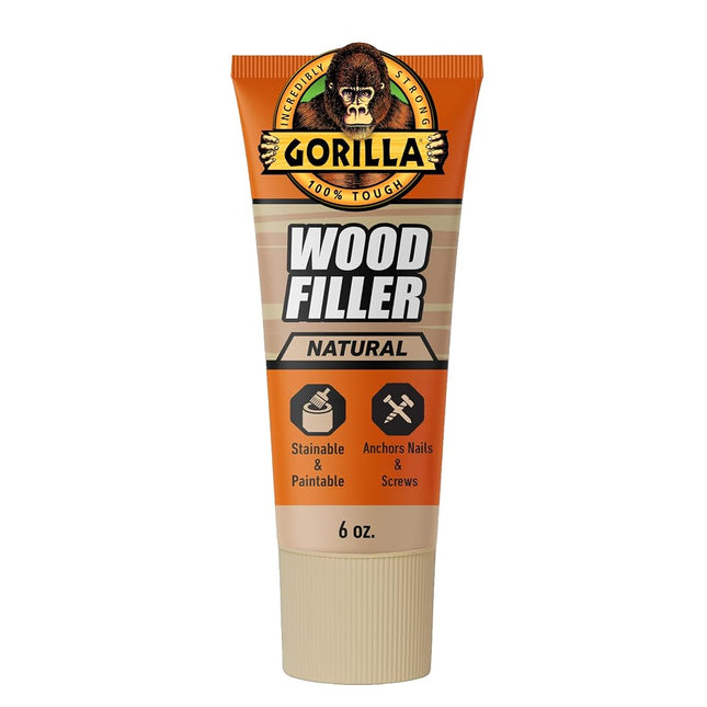 Gorilla All Purpose Wood Filler, 6oz Tube, Natural