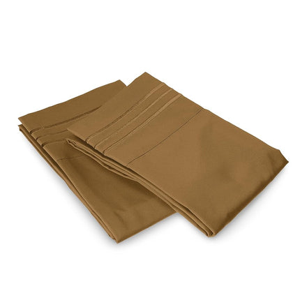 Elegant Comfort Luxury Ultra-Soft 2-Piece Pillowcase Set - 1500 Premium Hotel Quality Microfiber Double Brushed - Wrinkle Resistant, Standard/Queen, Mocha Chocolate
