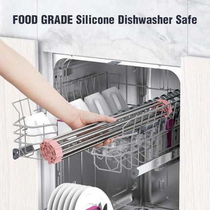 Tomorotec Roll Up Dish Drying Rack Over Sink, 304 Steel, 21x15.5, Pink