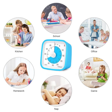 Yunbaoit Upgraded Visual Timer with Protective Case 60 Minute Countdown Timer for Kids with Low Power Indicator Light Clock Time Management Tool (Blue Blue)