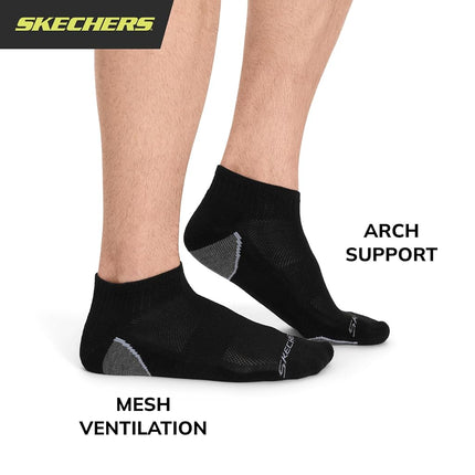 Skechers Men's 6 Pack Quarter Crew Socks, Black, 10-13