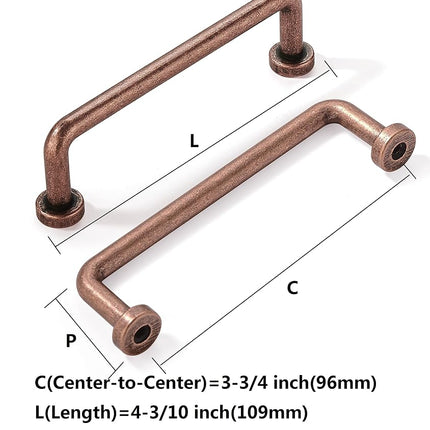khtumeware 10 Pack 3-3/4 inch Hole Center Antique Copper Cabinet Pulls Vintage Cabinet Handle Kitchen Hardware Farmhouse Vintage Dressing Table Drawer Handle Classic Wardrob.