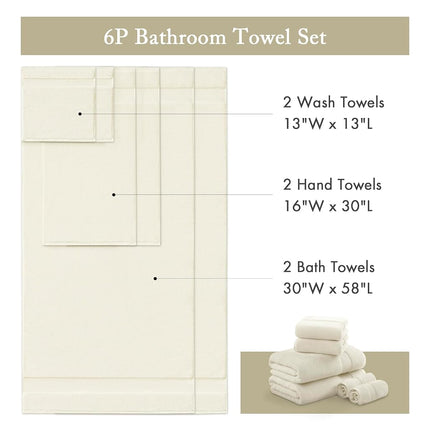 MADISON PARK SIGNATURE Turkish 100% Cotton 600Gsm Luxury Premium Thick Soft Abosorbant Hotel Bathroom Towel Set Shower Hand Face Washcloths, Assorted Sizes, Natural 6 Piece