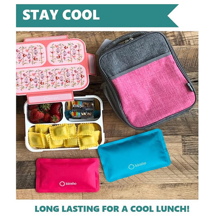 Ice Pack for Lunch Box, Kids Bag and Bento Boxes, Reusable and Refreezable Soft Slim Pouches for Travel, School, Work or Camping, Long Lasting Cold, Flexible | (Pink Turquoise)…