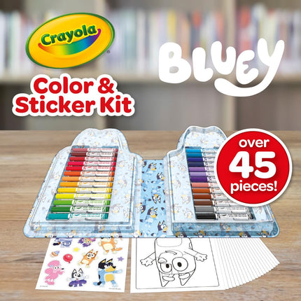 Crayola Bluey Art Kit for Kids (45pcs), Bluey Coloring Book Pages & Stickers for Kids, Arts & Crafts Set, Toys for Girls & Boys, Gift, 4+