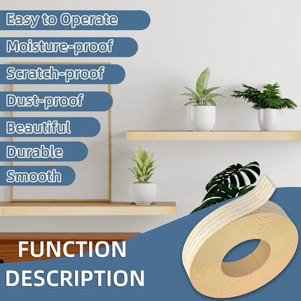 ZYJT White Oak Edge Banding, 1 1/2 inch x 50ft roll of Veneer Edge Banding -Pre-glued Flexible, Real Wood Tape Banding for Cabinet Repair Furniture Restoration