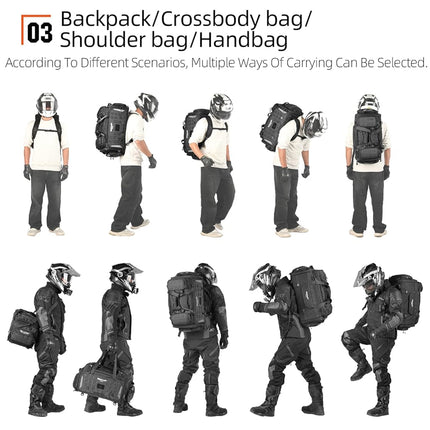 Rhinowalk - 70L MOLLE MOLLE System Sissy Bar Sissy Bar Sissy Waterproof Motorcycle Rear Bag - Black