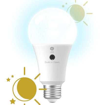 GE Lighting LED+ Dusk to Dawn Outdoor Light Bulb, Sunlight Sensor, Daylight, Automatic On/Off Light Sensing Bulb, A21 Light Bulb (1 Pack)