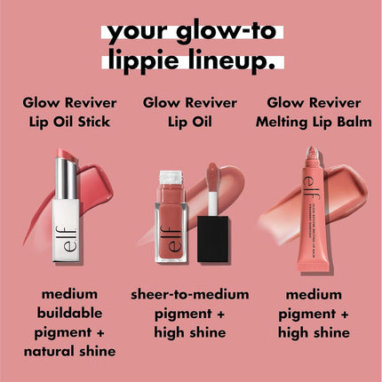 e.l.f. Glow Reviver Slipstick, Tinted Lip Oil Stick, Non-Sticky & Hydrating For A Soft-Shine Finish, Vegan & Cruelty-Free, Cherry on Top