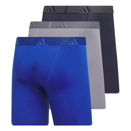 adidas Men's Microfiber 3-Pack Boxer Brief, Team Royal Blue/Grey/Legend Ink Blue, XL