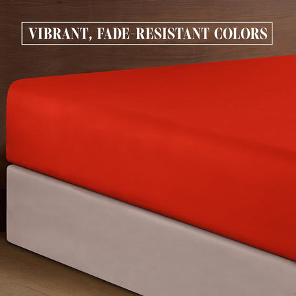 Elegant Comfort Luxury Soft 1500 Premium Hotel Quality Microfiber Wrinkle and Fade Resistant Cozy 6-Piece Bedding Set, Easy All Around Elastic Fitted Sheet, Deep Pocket, Queen, Red