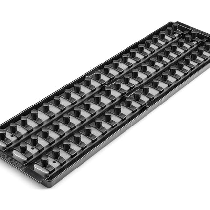 TEKTON 3/8 Inch Drive 3-Rail Socket Organizer Set, Gray (60-Tool) | OST17360 | Made in USA