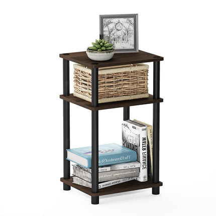 Furinno JUST Set of 2, 3-Tier Tool-Free Bedside Table, Columbia Walnut