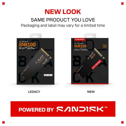 WD_BLACK SN8100 PCIe Gen 5 NVMe SSD 2TB (Up to 14,900MB/s read, 11,000MB/s write speeds, Next Gen TLC 3D CBA NAND, Up to 1,200TBW, Best for AI Applications, Gaming, Video Editing) POWERED BY SANDISK