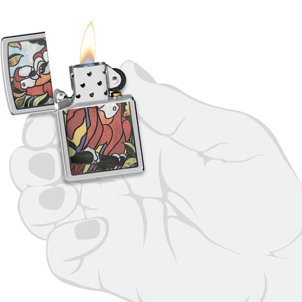 Zippo Animal Kingdom Design Satin Chrome Pocket Lighter