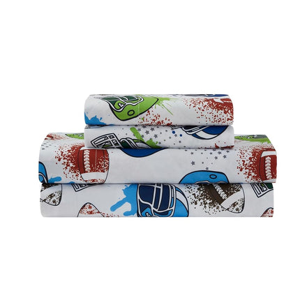 Kids Bedding Set Bed in a Bag for Boys and Girls Toddlers Printed Sheet Set and Comforter, Twin, Football