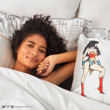 Wonder Woman (Believe in Wonder) x Kitsch Satin Pillowcase with Zipper – Softer Than Silk, Luxury Cooling Pillowcase for Hair & Skin, Wrinkle Prevention, King Size (19X36)