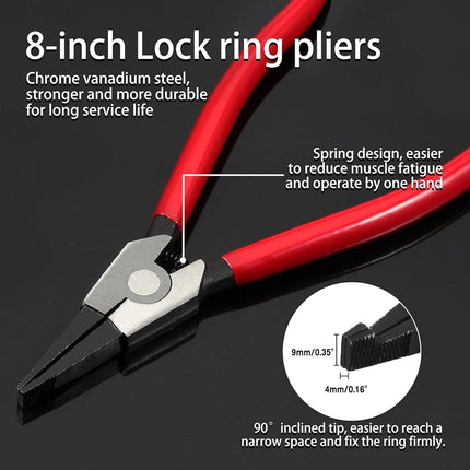 LEONTOOL 8-Inch Circlip Pliers - Special Reverse Angle Tip Ring Opening Spreader Pliers for Transmission Transfer Cases