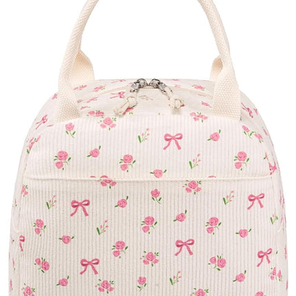 Bluboon Lunch Bag for Women Men Cute Corduroy Lunch Tote Bags Reusable Insulated Lunch Box Large Capacity Reusable Insulated Cooler for Work Picnic or Travel