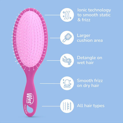 Wet Brush Frizz Free Detangler Reduces Frizz, Static & Flyaways Using Ionic Technology, Smooth Finish Styling Brush Adds Shine, Ergonomic Design, Works On All Hair Types, Wet Or Dry Hair, Purple