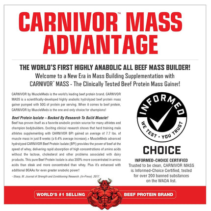 MuscleMeds Carnivor Mass Diet Supplement, Vanilla Caramel, 5.93 Pound
