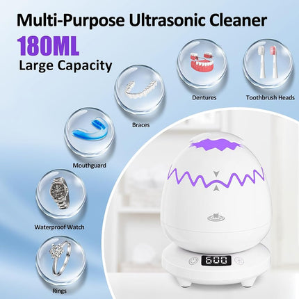 45kHz 180ML Ultrasonic Retainer Cleaner Machine for Denture & Aligner