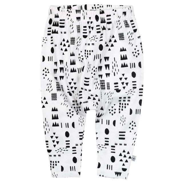 HonestBaby Multipack Harem Pants Roomy Fit Pull on Bottoms 100% Organic Cotton for Infant Baby Boys, Girls, Unisex, 3-Pack Pattern Play, Newborn