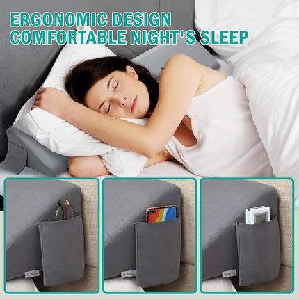 Vekkia Full Size Bed Wedge Pillow/Headboard Pillow Wedge/Mattress Wedge,Bed Gap Filler to Close Gap (0-6") Between Headboard and Mattress (Gray 54"x10"x6")