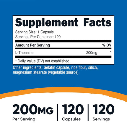 Nutricost L-Theanine 200mg, 120 Capsules - Non-GMO, Gluten Free