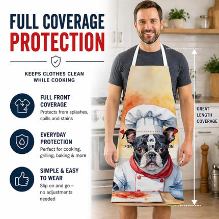 Caroline's Treasures Boston Terrier The Chef Apron Cooking Kitchen Server Baking Crafts Gardening for Adult Women Men, Unisex, Large, Multicolor