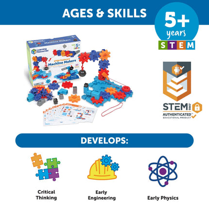 Learning Resources STEM Explorers™ Machine Makers, 60 Pieces, Ages 5+, Build It Yourself Engineering Toys
