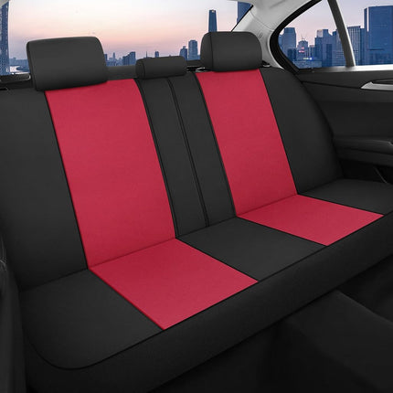 CAROMOP Waterproof Car Seat Cover Full Seats, Neoprene Split Bench Seat Covers for Cars, Universal Fit for Most Car Interior Covers-Sedan Truck SUV(Black/Red)