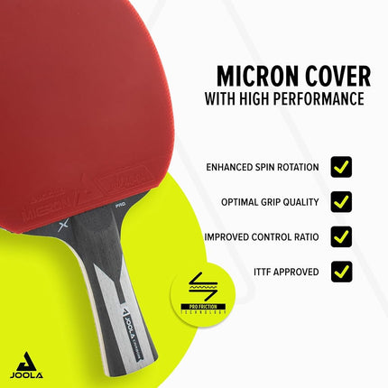 JOOLA Table Tennis Bat Carbon X Pro ITTF Approved Professional Competition Ping Pong Racket Black/Grey 2.0 MM Sponge