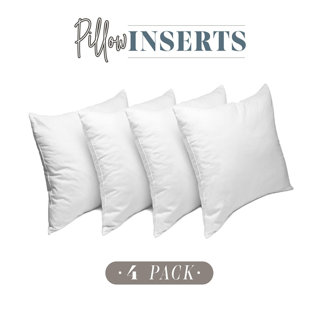 Elegant Comfort Lot de 4 coussins de garnissage 35,6 x 35,6 cm – Housse en polycoton avec rembourrage en fibre siliconée – Forme carrée décorative pour canapé-lit, fabriqué aux États-Unis, 35,6 x 35,6 cm