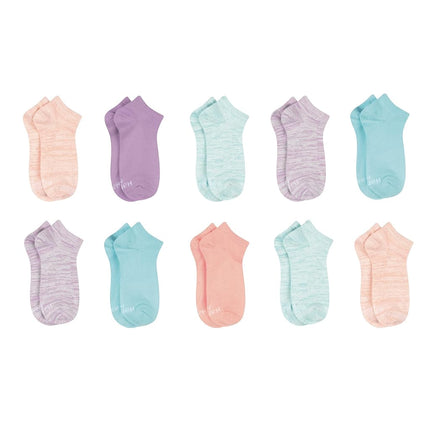 Hanes girls Comfortsoft Ankle Socks, Soft Stretch Socks for Girls, Assorted, 10-pair Pack, Ankle - Pink/Lavender/Teal - 10 Pack, Large