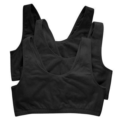 Hanes Women's Pack, Cotton Scoopneck Bralette, Low
